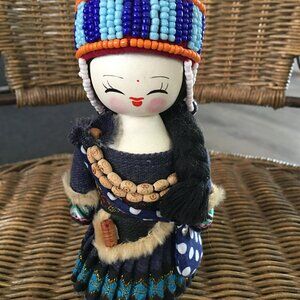 Folk Art Asian Doll/Figurine Hand painted
